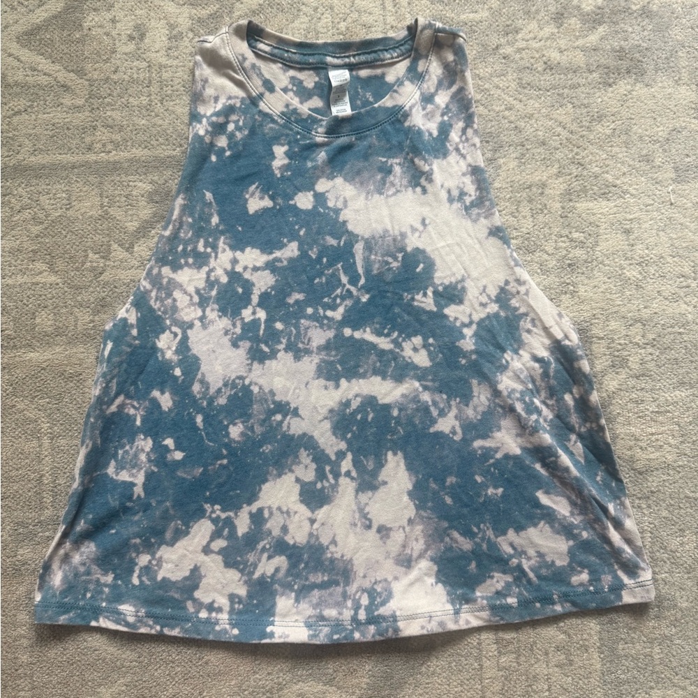 Blue and Cream Custom Tie-Dyed Tank Top